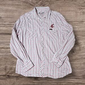 Wrangler x WSU Mens XL Western Pearl Snap Shirt Crimson White Washington Cougars
